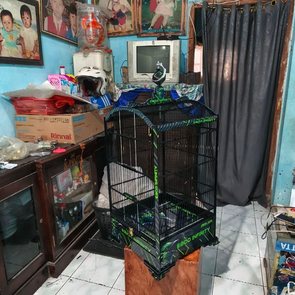 Sangkar kosan bp water decal tema  ebot infinity 2 Ruji Fiber, Ukuran 40x40, paking kayu, untuk kena