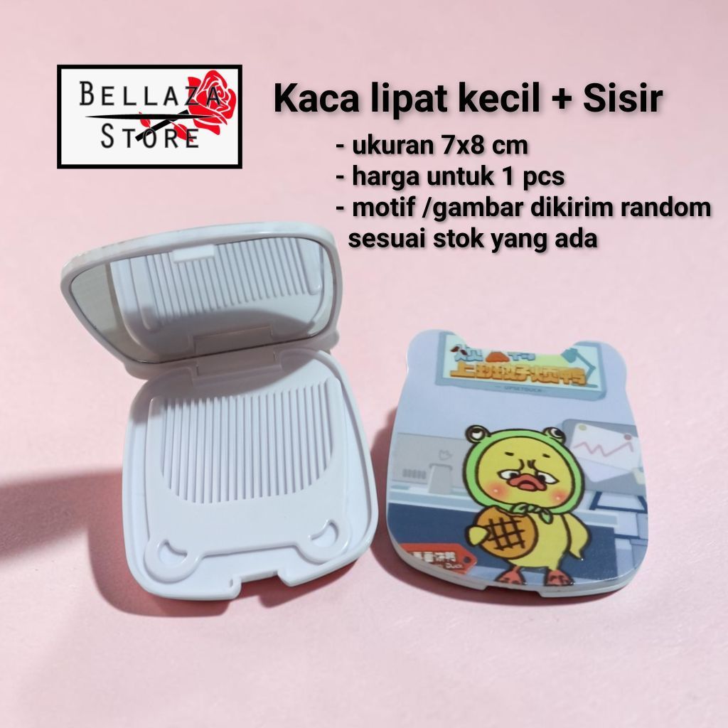Kaca Lipat Kecil + Sisir / Cermin Muka Lipat + Sisir / Kaca + Sisir Kecil