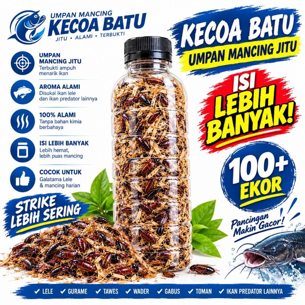 Umpan Mancing kecoak Kecoa Batu cere MENJE terlak Galatama Lele Aromanya Ikan Langsung Ribut