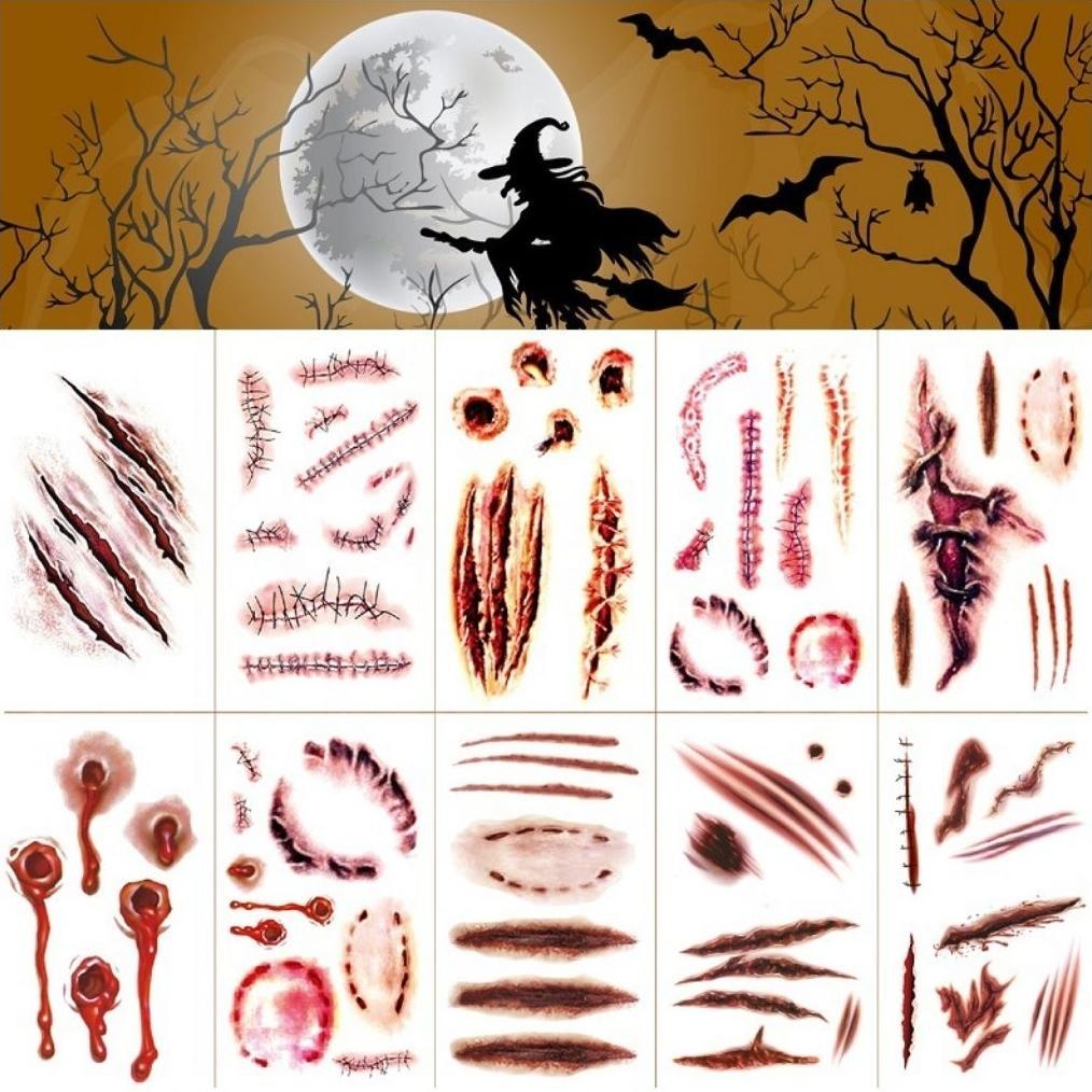 Cosplay Stiker Luka Palsu Realistis Halloween