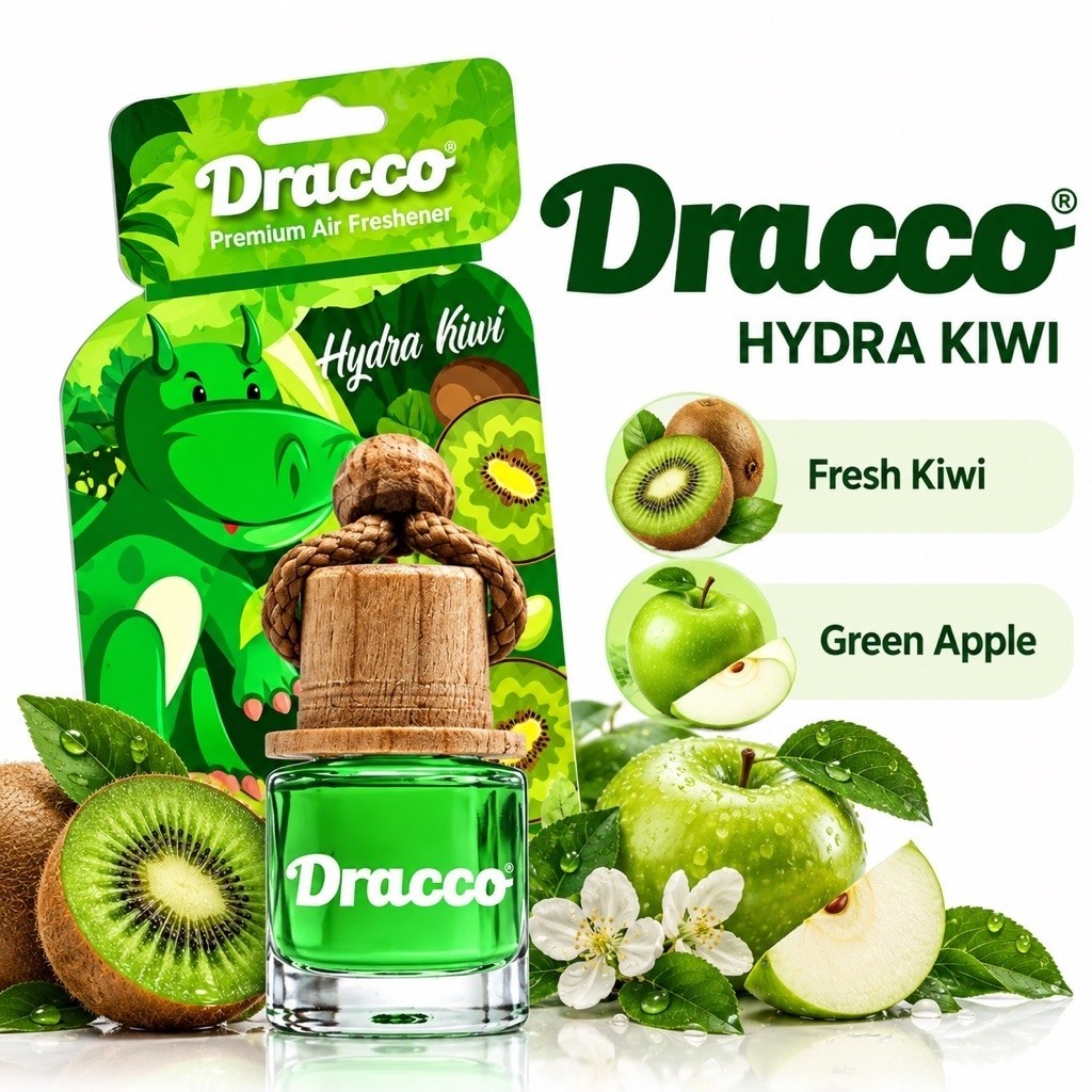 Pengharum Mobil Dracco Hydra Kiwi 9ML | Parfum Mobil Wangi Buah Segar Tahan Lama & Tidak Menyengat