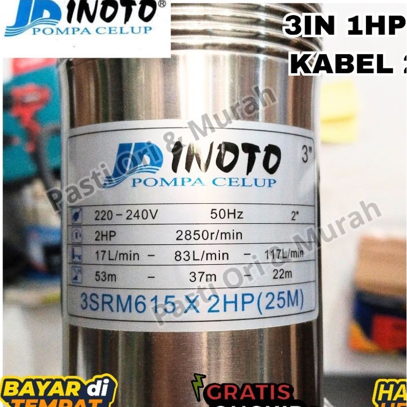 Pompa Submersible Sible Sibel Inoto 3in 3" 3 inch SRM615 2Hp 2 Hp POMPA CELUP + CONTROL BOX + KABEL 