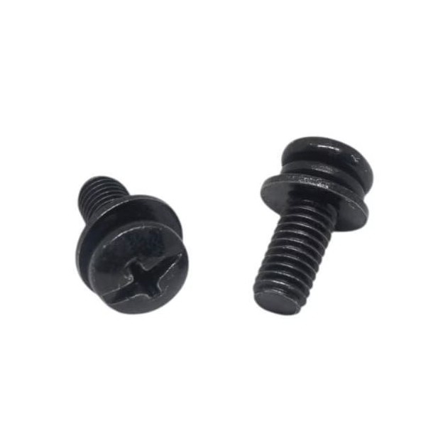 Baut 10 Obeng Double ring M6x15 Hitam Baja
