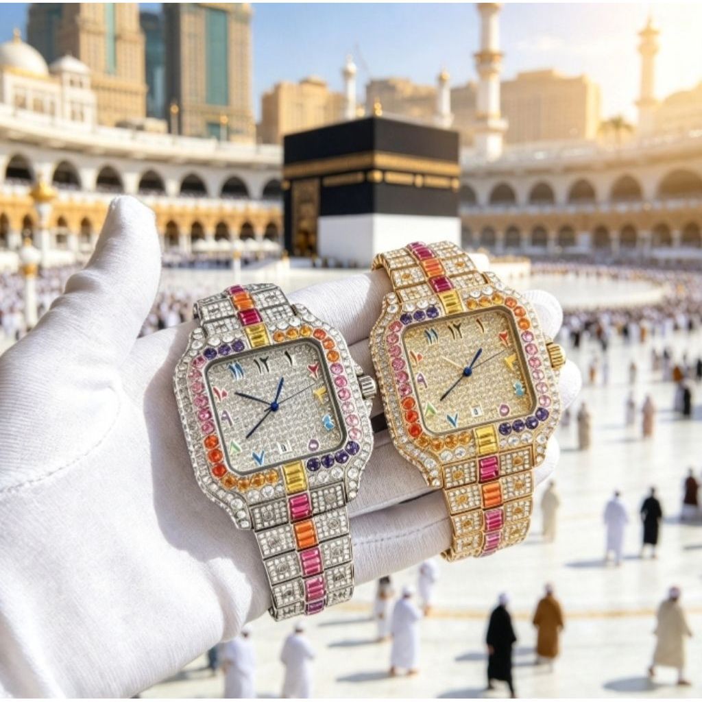 Pre-order Jam Tangan Gemstone Dubai Arab Saudi Mecca Style Muslim Diamond