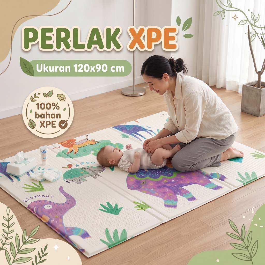 SPEEDS Playmat Perlak Bayi Anak Alas Tidur Lipat Alas Tidur Bayi Anak Tas Playmat Bahan XPE Tebal Ka