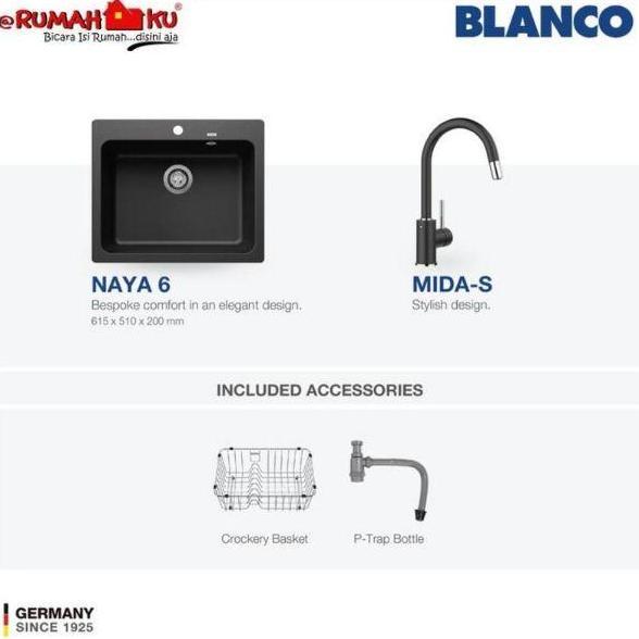 BLANCO NAYA 6 kitchen sink batu granit sudah termasuk KRAN BLANCO MIDA-S silgranit pemasangan topmou