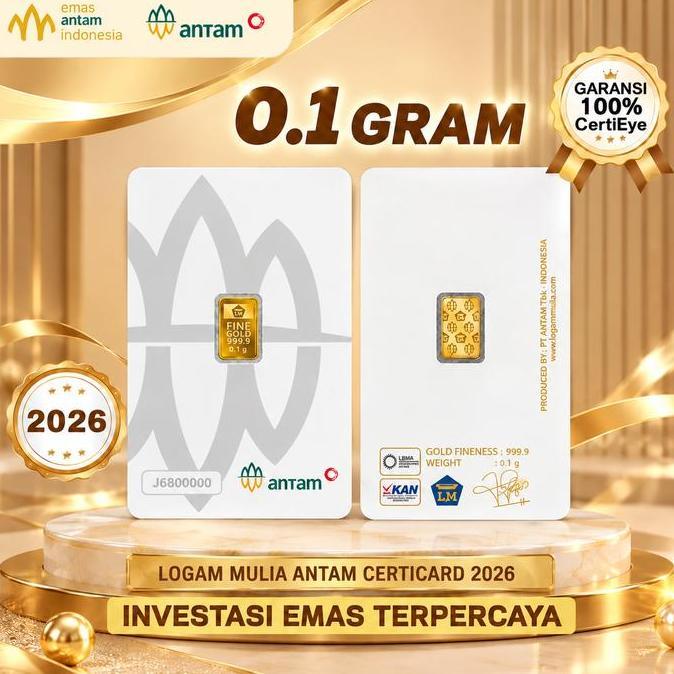 Terlaris 0.1 Gram Logam Mulia Emas Antam Lm Terbaru Certicard Original 999,9%