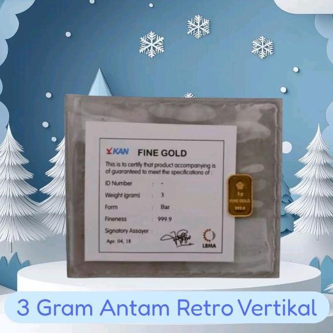 Terlaris Logam Mulia Emas 3 Gram Antam Retro Vertikal