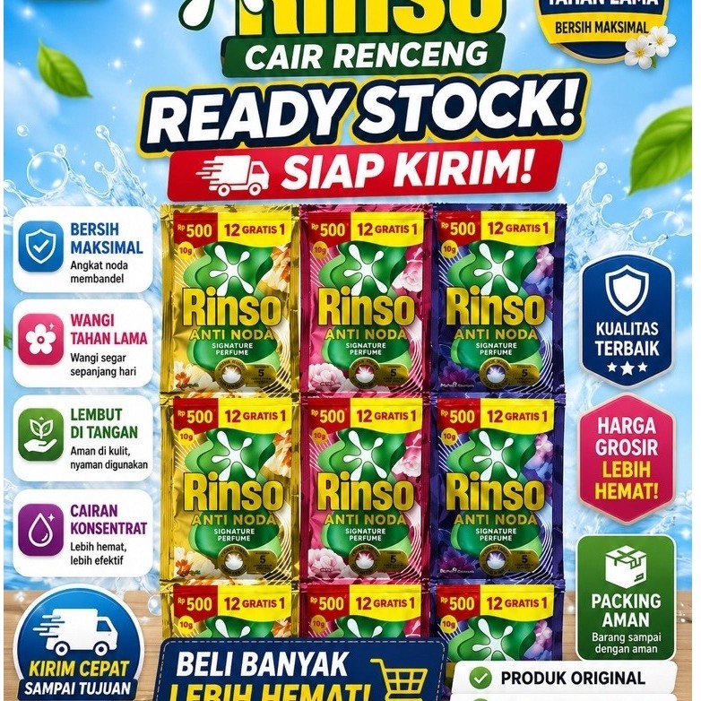 RINSO CAIR SACHET 1/2 DUS 1 DUS HARGA PROMO