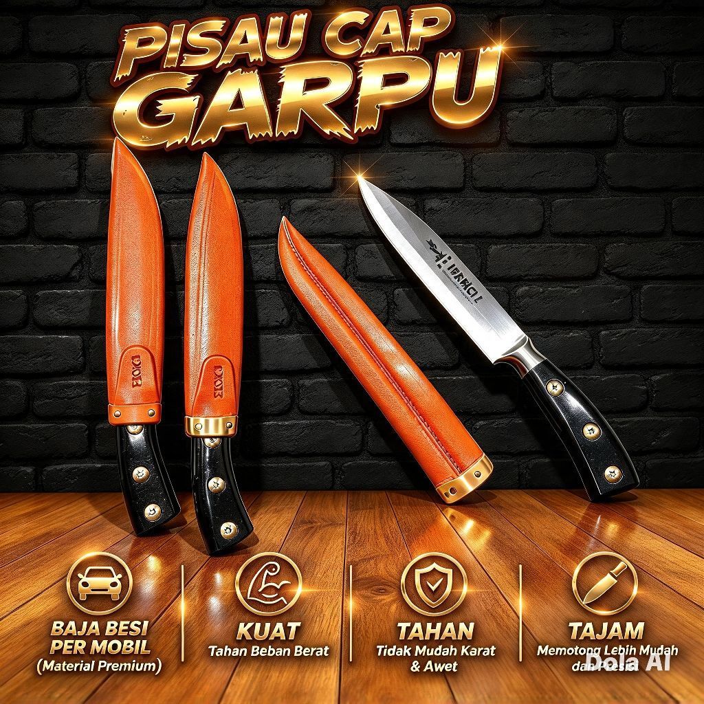 Pisau Cap Garpu + Sarung kulit Original