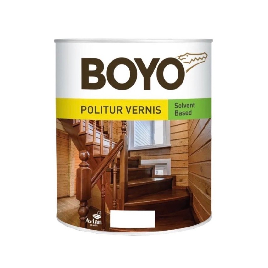 BOYO Cat Pernis Politur Vernis 1 Liter Melindungi Kayu Mengkilap Transparan Walnut