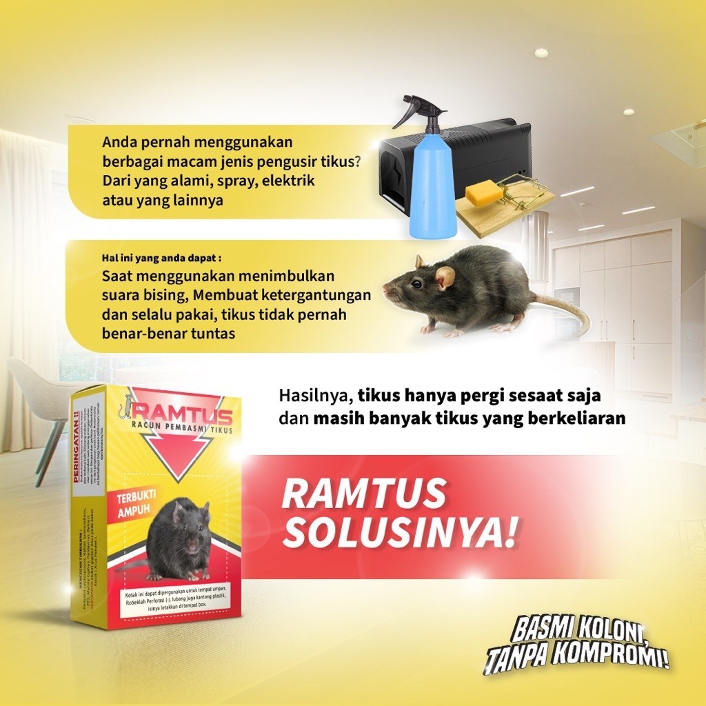 [RAMTUS] Ramtus Racun Tikus Ampuh Pembasmi Tikus & Mencit Sampai Tuntas Koloni