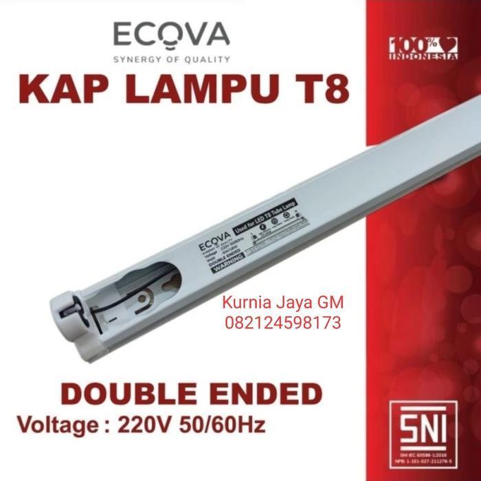 Housing Kap Lampu TL LED ECOVA 60cm 120cm Kap TL T8 LED Double Ended