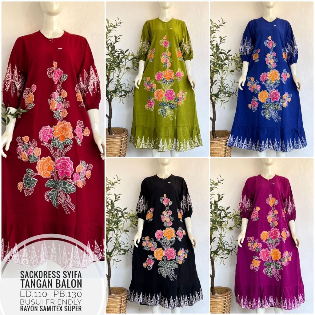 (6)Daster Panjang Dress midi fenty busui sackdress shanum kayla zahra long kinan rosa samitex daster