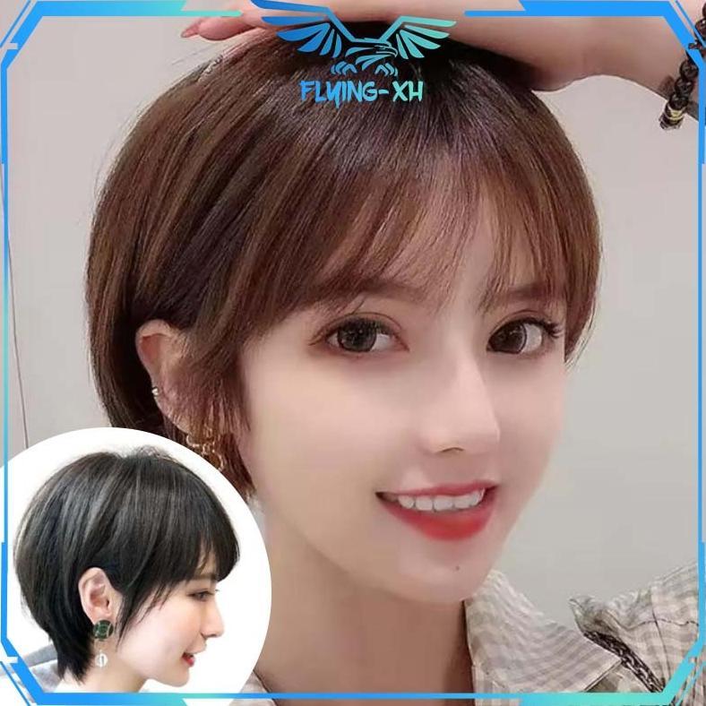 Wig Rambut Pendek Wanita Korean Style Wig Rambut Pendek Full Kepala Rambut Pendek Wig Fashion Wig Pe