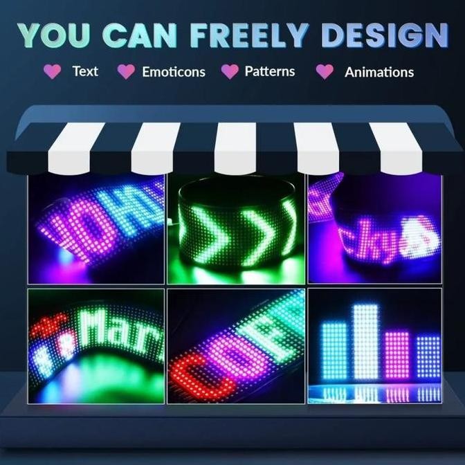 Panel Modul Led Matrix Lampu Variasi Mobil Fleksibel Car Running Text Animasi Screen 5V Waterproof A