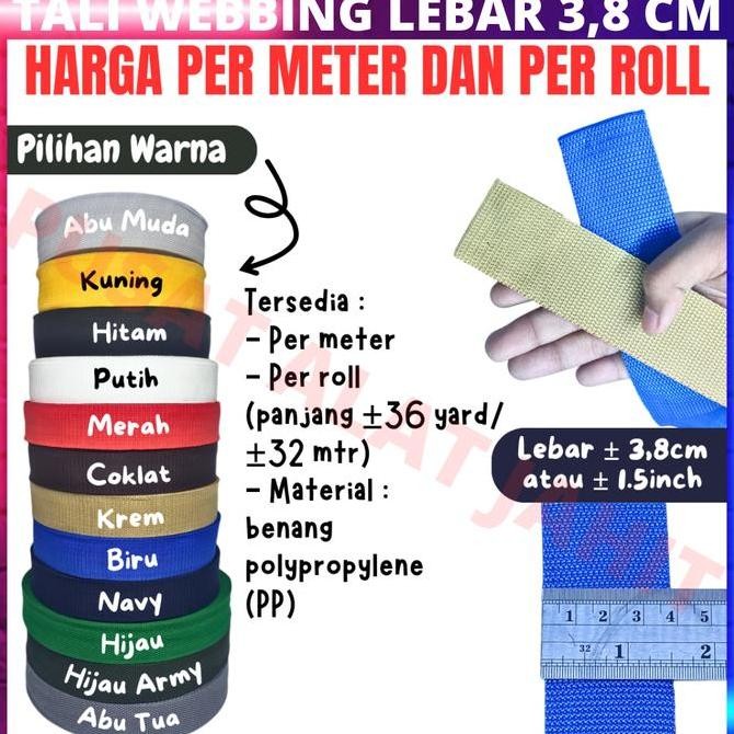 BEBAS ONGKIR - Tali webbing/tas 4cm per Roll
