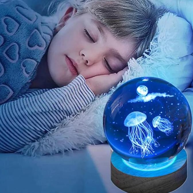Lampu Kamar Tidur Hias Led Usb 3D Model Bola Kristal Hiasan Dekorasi Meja Untuk Gift Hadiah Estetik 