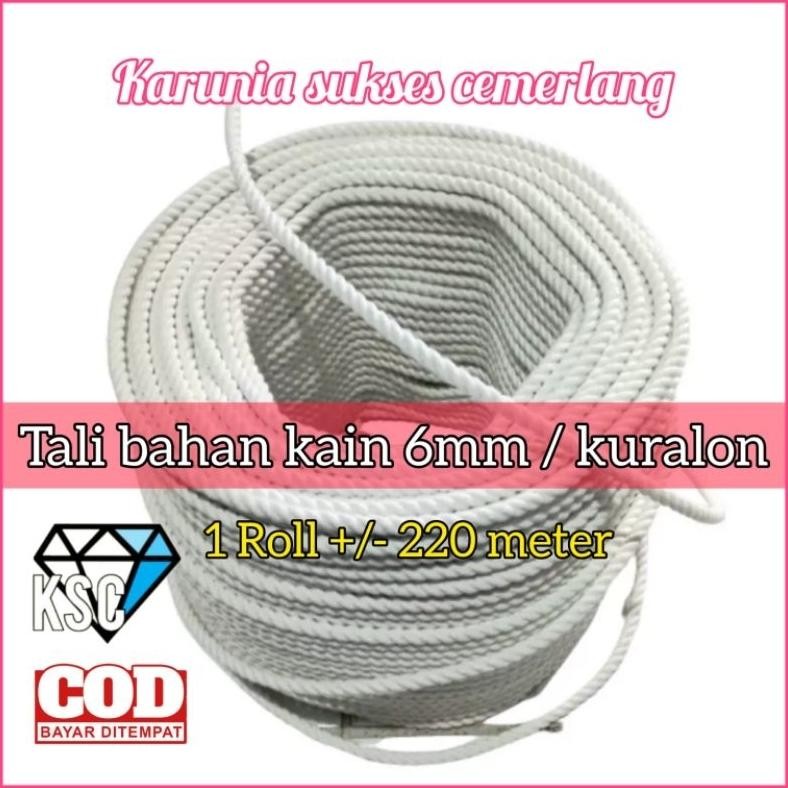 TALI BAHAN KAIN 6MM / TALI KURALON 6MM / TALI KATUN / TALI IKAT MOBIL / TALI TAMBANG 6MM / TAMPAR 6M