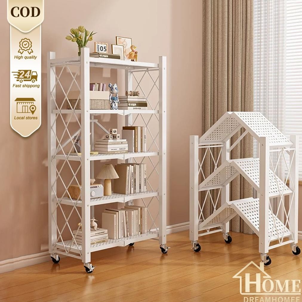 COD Rak Dapur Lipat Dengan Roda Rak Susun Serbaguna Rak Gudang  Rak Besi Siku  5 Susun Rak peralatan