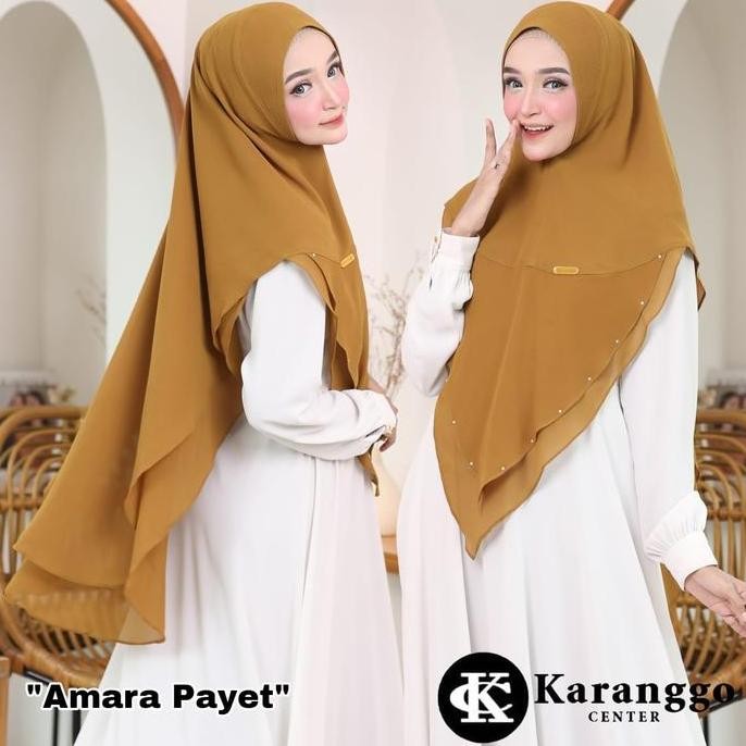 Khimar Lancip 2 layer ceruty Premium Semi SYAR'I  Amara Payet Karanggo panjang muslim jilbab  wanita