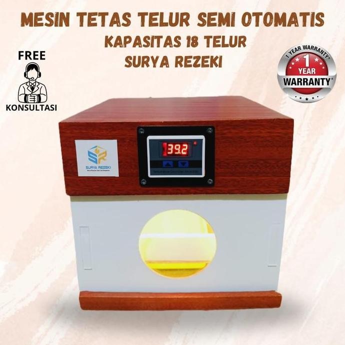 Mesin Tetas Telur Manual Kapasitas 18 Butir Lengkap dengan Nampan Air, Thermostat, Sensor, Lampu Pij
