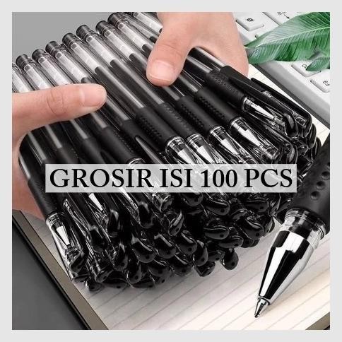 

ISI 100 PCS Pen Pulpen Gel 0.5mm Pulpen Tinta Hitam Murah Alat Tulis Kantor Sekolah isi Ulang Gel