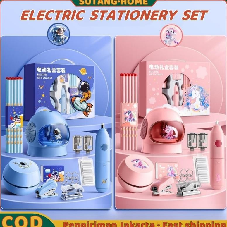 

SUTANG11 in 1 Anak Alat Tulis Electric Stationery Set Elektrik Rautan Penghapus Vacuum Pensil