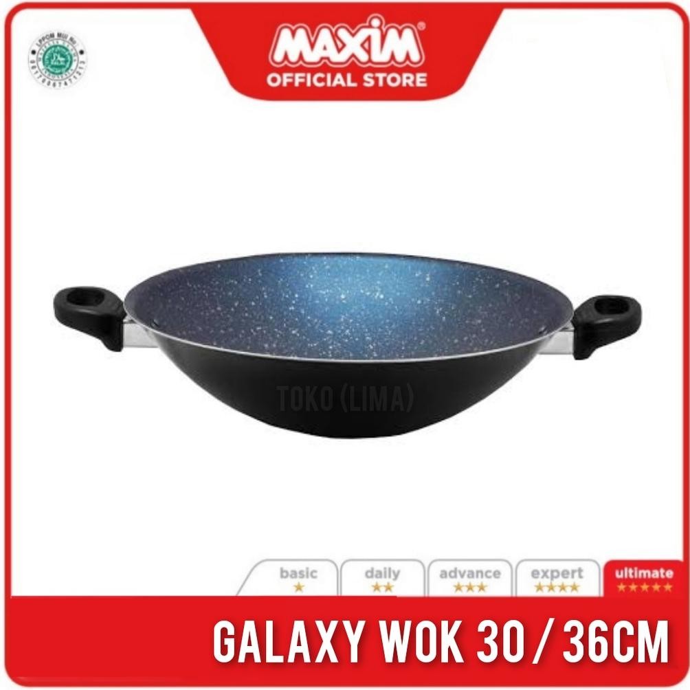 (Terbaru) Wajan Penggorengan Maxim Galaxy Wok 30cm 36cm Teflon Anti Lengket Penggorengan Teflon Maxi