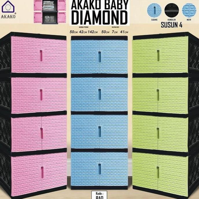 AKAKO - Lemari Akako Bilpin Jumbo Baby Pakaian Plastik 2 Pintu Susun 2, 3, 4, dan 5