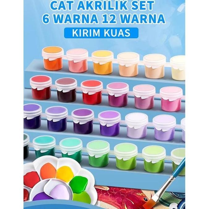 

Cat akrilik Set 6 Warna 12 Warna/Cat Akrilik Kanvas Lukisan Kanvas Cat Cat Akrilik 3ml + Dua pulpen-THIMPLE