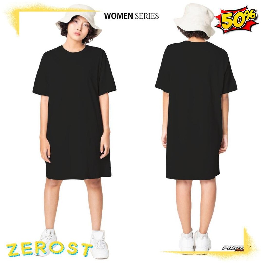 Cusss Serbu Baju Kaos Dress Wanita Lengan Pendek Dres Polos Wanita Oversize Jumbo Positif Merch