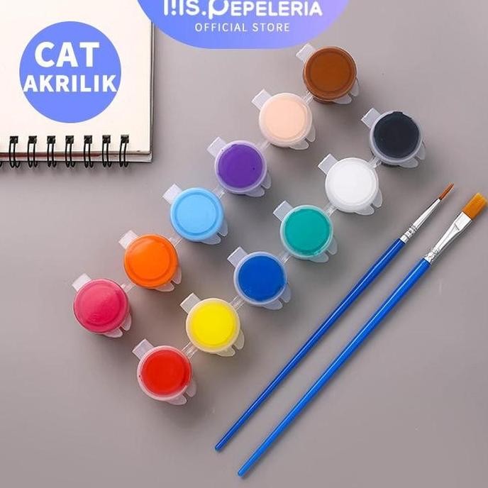 

cat akrilik set 6 Warna 12 Warna/cat air anak/Cat Akrilik Kanvas Lukisan Kanvas Cat Cat Akrilik 3ml + Dua pulpen-Ms.Pepeleria