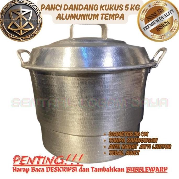 Panci Dandang Pengukus Nasi 5 Kg Alumunium Tempa Tebal Anti Luntur Anti Karat