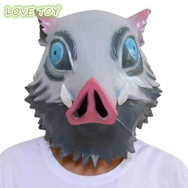 <<<<<] Topeng Bentuk Babi Hashibira Inosuke Bahan Latex Untuk Kostum Halloween