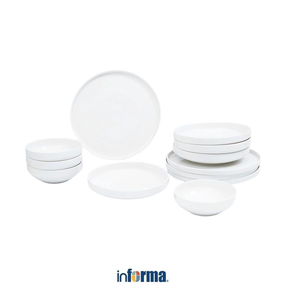 Informa Appetite Gorin Set 12 Pcs Perlengkapan Makan - Putih Dinner Set Plate Aesthetic Eating Utens