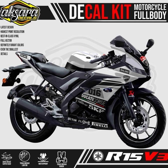 DECAL YAMAHA R15 V3 FULL BODY - DUCATI / STICKER CUSTOM DECAL Original