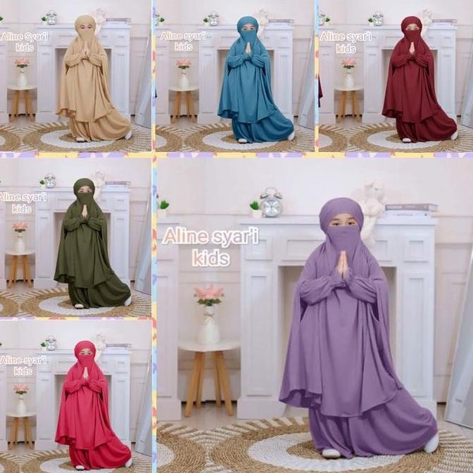 cadar anak Gamis Muslim Anak Free Jilbab Cadar usia 3-8 tahun baju panjang syari gaun Lembut Atasan 