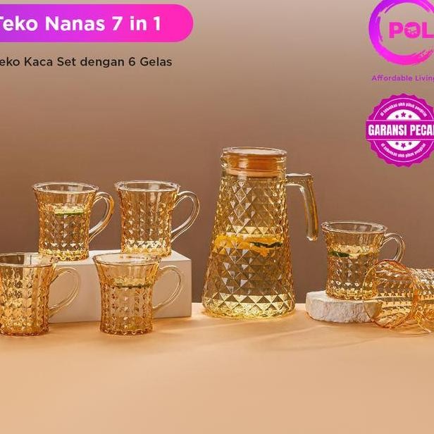 Garansi Pecah Pol Set Teko Air Kaca Nanas 7 In 1 Pitcher Glass Kettle 7 In 1 Kettle Air Kaca
