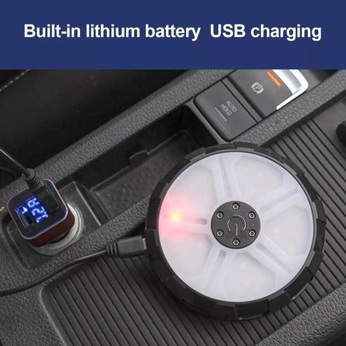 Car LED 3 Color Portable Lampu Baca Magnet Interior USB Plafon Atap Mobil