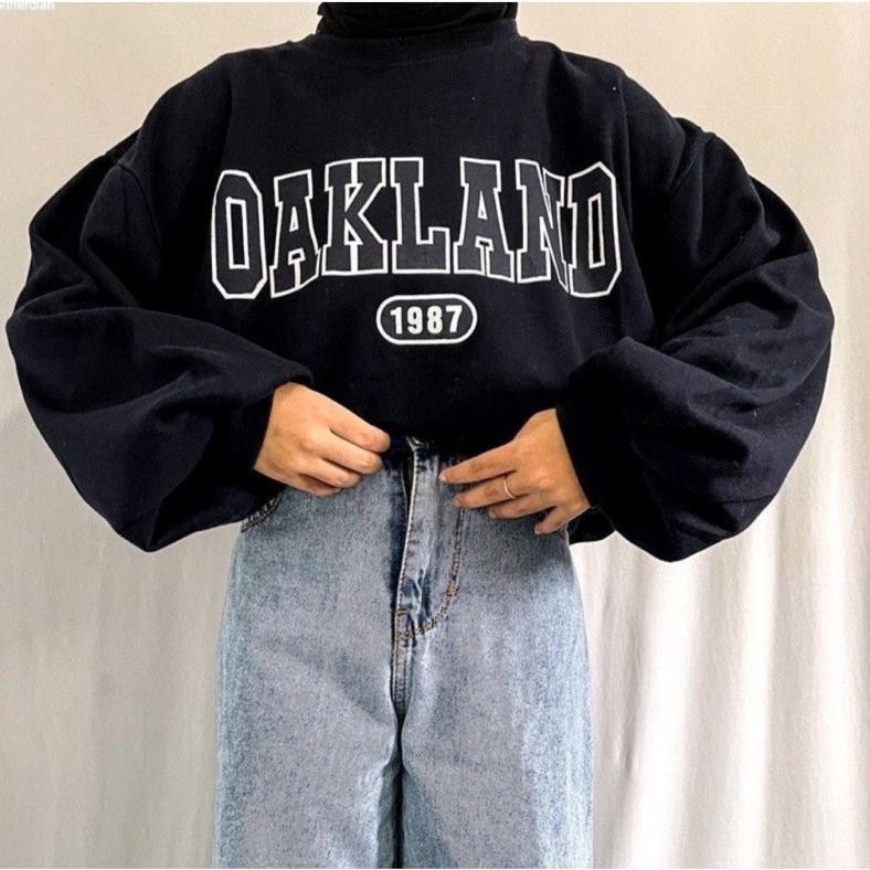 Terbaru - Sweater Crop Turtleneck OAKLAND 1987 Fleece (LD 110, P 43) 