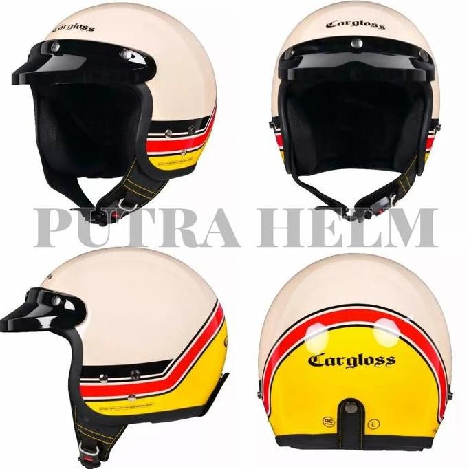 TERBARU - HELM CARGLOSS CFM RETRO VINTAGE AVORIO NAINDE CREAM
