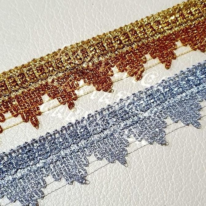 

^%^%^%^%] Renda India Mahkota 9091 Polos - Emas / Perak (17 Yard)