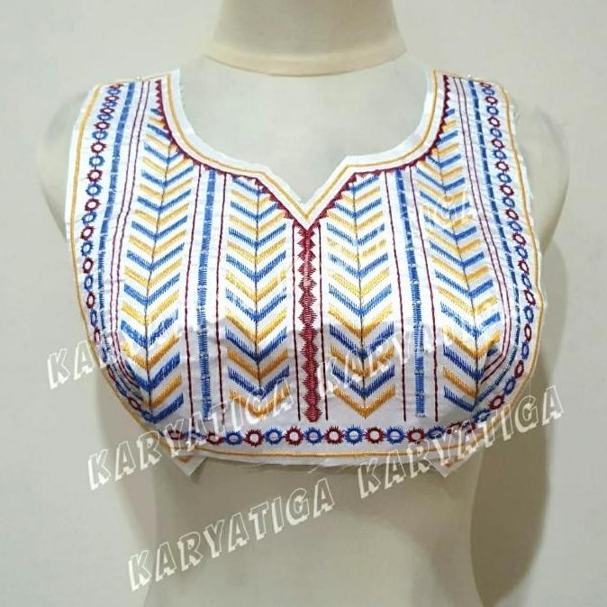 

#####] Renda Bordir Kerah Etnik Motif V Putih (1 Pcs)