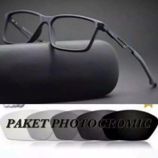 Kaca mata pria/frame kaca mata baca  3218-hitam - lensa photocromic - hitam doff