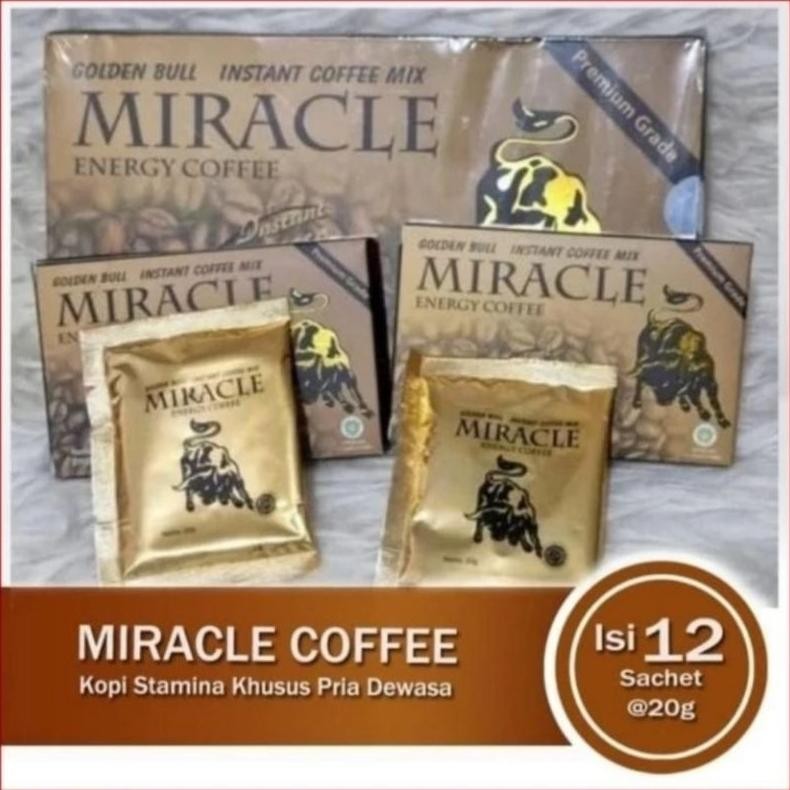 

Ready!! Kopi Miracle Golden Bull Coffee Mix Instan 1 Box Isi 12 Sachet ED.2027