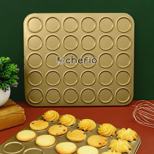 

Chefio Loyang Macaron 30 Lubang Loyang Koin Loyang Cookies