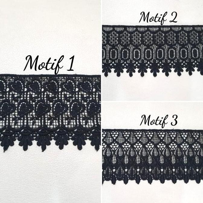'+'+'+'+] Renda Giper Bordir Lebar 12 cm - Hitam (15 yard)