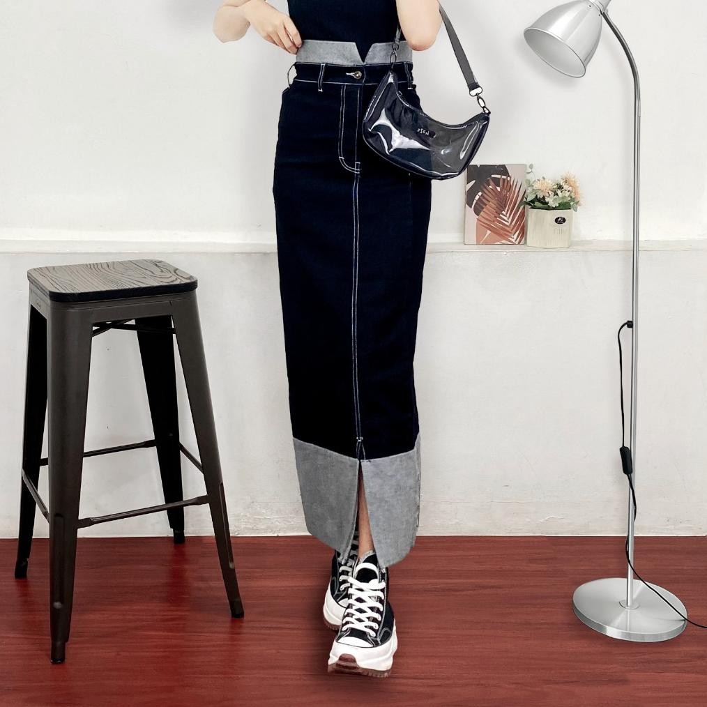 Cod Erza Skirt Jeans / Rok Jeans Highwaist Wanita / Lea Store Hj-54