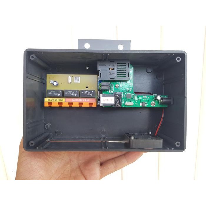 HSS ODP - Converter Fiber Optic 1 FO - 4 LAN Support PoE In/Out + Box